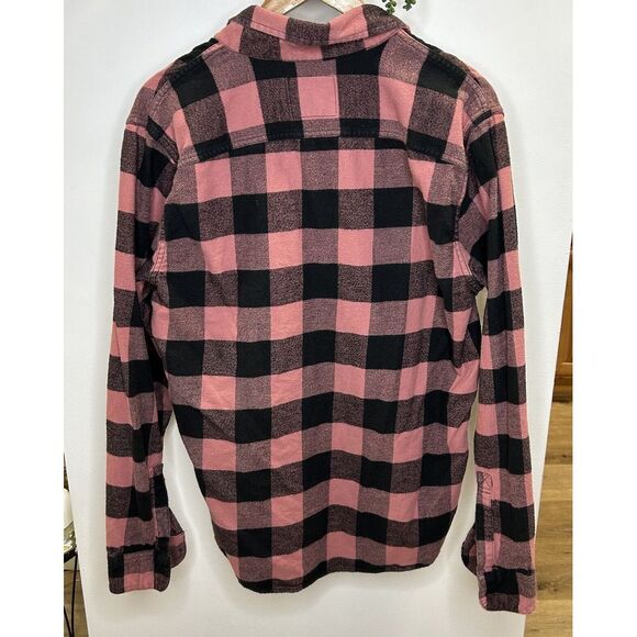 Holister Salmon Color Flannel‎ Large Spellout On Back Men's Size Large Button - Picture 3 of 9